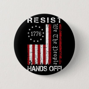 Resist Hands Off Protest We The People Flag Save D 6 Cm Round Badge