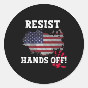 Resist Hands Off! Vintage We People American Flag  Classic Round Sticker