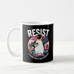 Resist I Stand With Penguins Retro Funny Penguin Coffee Mug