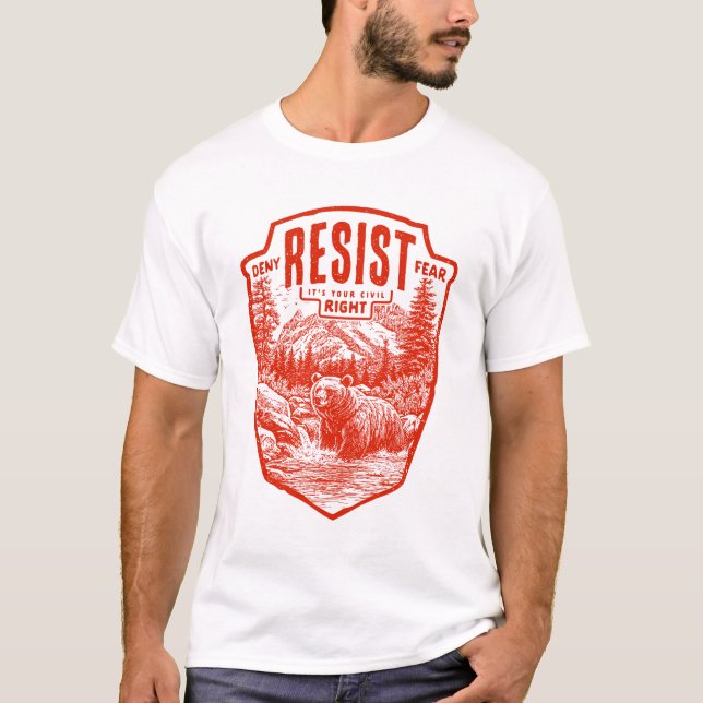 Resist It’s Your Civil Right Bear Retro T-Shirt (Front)