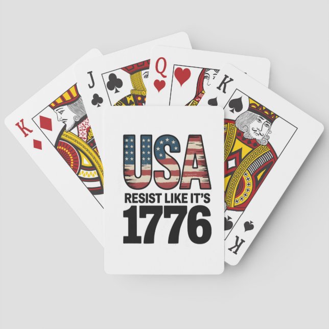 Resist Like It's 1776 Patriotic Soldiers USA Playing Cards (Back)