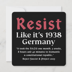 Resist Like It's 1938 Germany Invitation