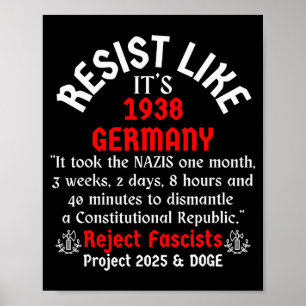 Resist Like It's 1938 Germany  Poster