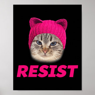 Resist Meow Pink Pussy Cat Hat For Solidarity Gift Poster
