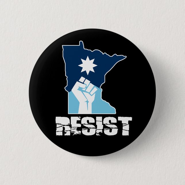 Resist Minnesota Raised Fist 6 Cm Round Badge (Front)