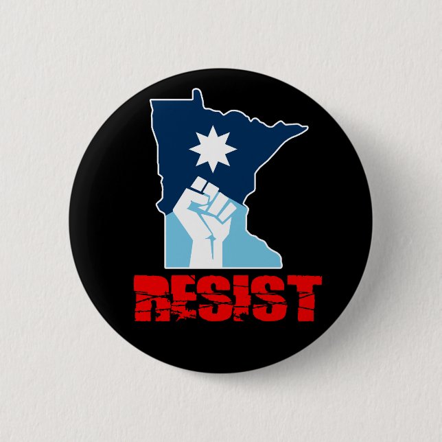 Resist Minnesota Raised Fist 6 Cm Round Badge (Front)