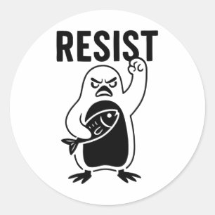 Resist Penguin 1 Classic Round Sticker