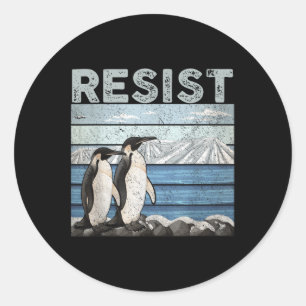 Resist Penguin Activism Classic Round Sticker