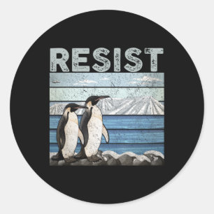 Resist Penguin Activism Classic Round Sticker