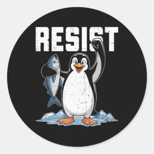 Resist Penguin Activism Graphic Design 1 Classic Round Sticker