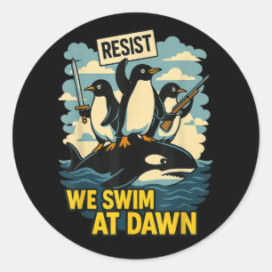 Resist Penguin Activism Graphic Design _8 Classic Round Sticker
