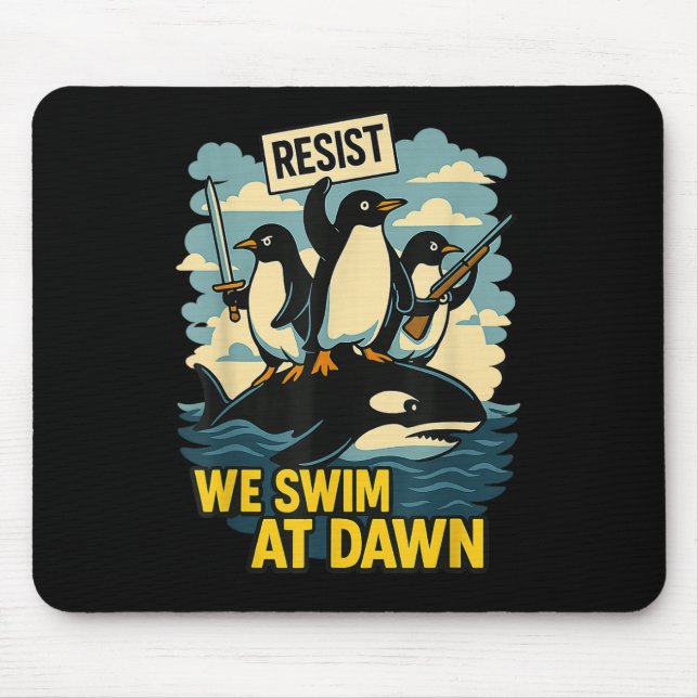 Resist Penguin Activism Graphic Design _8  Mouse Mat (Front)