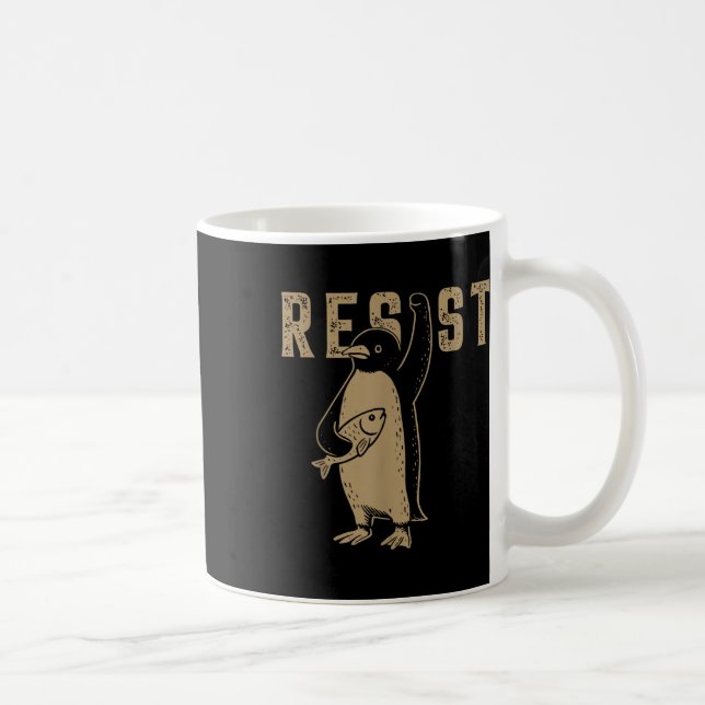 Resist Penguin Activism Graphic Design  Coffee Mug (Right)