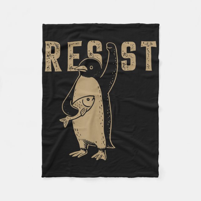 Resist Penguin Activism Graphic Design  Fleece Blanket (Front)