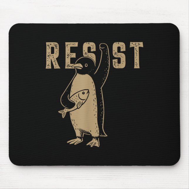 Resist Penguin Activism Graphic Design  Mouse Mat (Front)