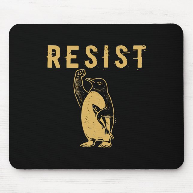 Resist Penguin Activism Graphic Design  Mouse Mat (Front)