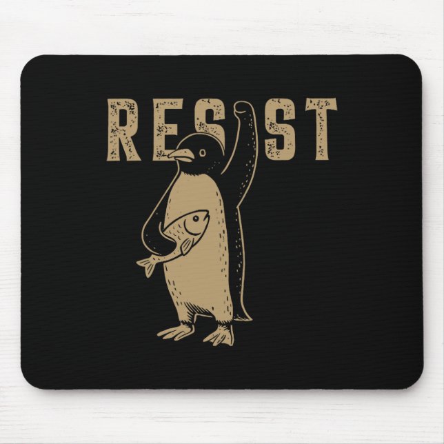 Resist Penguin Activism Graphic Design  Mouse Mat (Front)