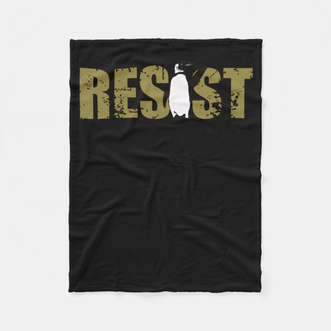Resist Penguin Activism Graphic Design Penguin Res Fleece Blanket (Front)