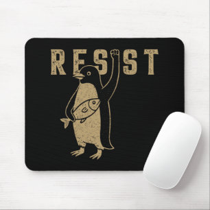 Resist Penguin Activism Graphic Design Vintage Mouse Mat