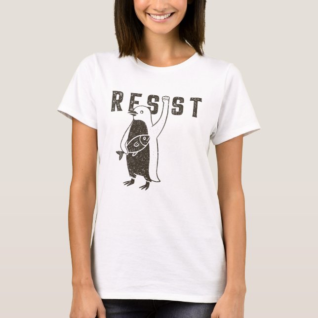 Resist Penguin Activism Graphic Design Vintage T-Shirt (Front)