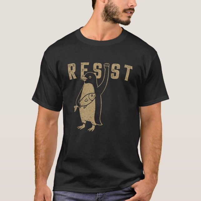 Resist Penguin Activism Graphic Design Vintage T-Shirt (Front)