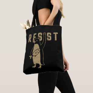 Resist Penguin Activism Graphic Design Vintage Tote Bag