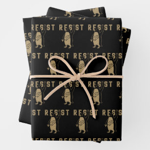 Resist Penguin Activism Graphic Design Vintage Wrapping Paper Sheet