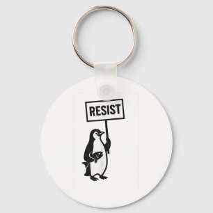Resist Penguin Activism Graphic Key Ring