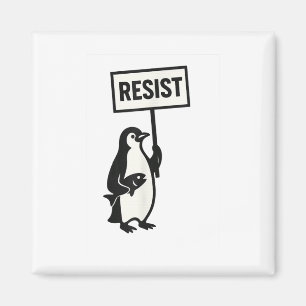 Resist Penguin Activism Graphic Magnet