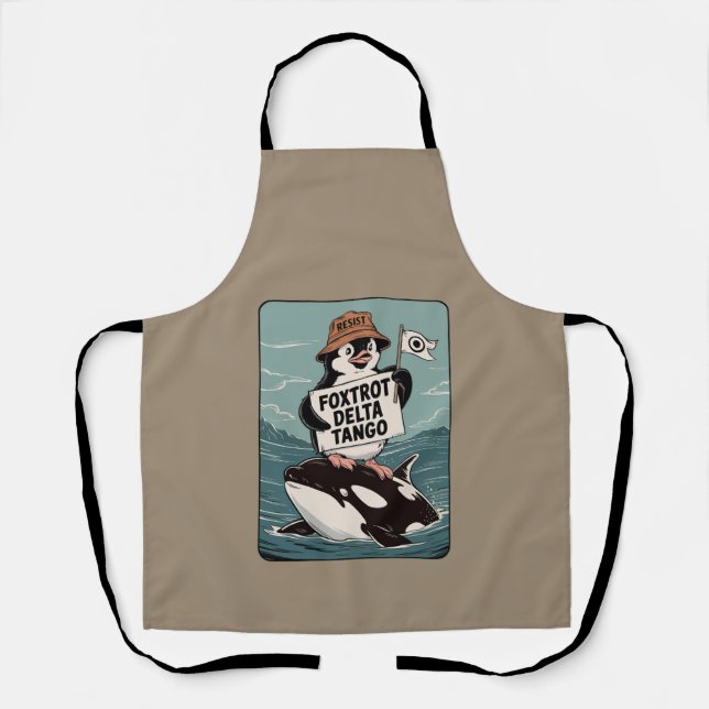 Resist Penguin Activism Vintage Protest  Apron (Front)
