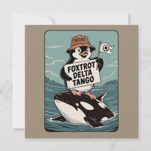 Resist Penguin Activism Vintage Protest  Invitation