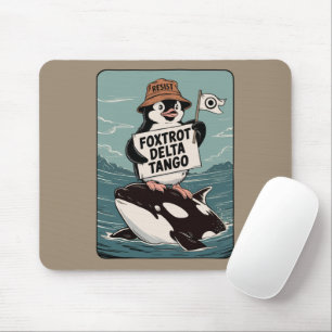 Resist Penguin Activism Vintage Protest  Mouse Mat