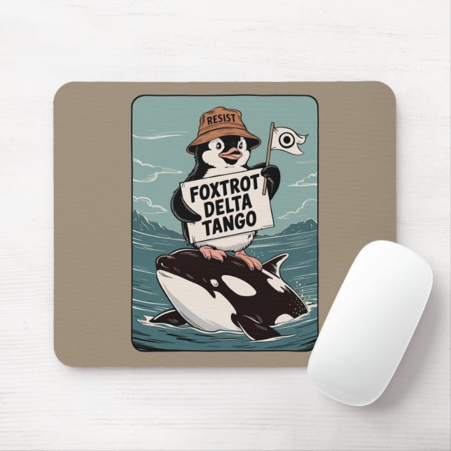 Resist Penguin Activism Vintage Protest  Mouse Mat (With Mouse)