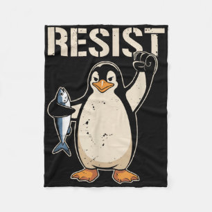 Resist Penguin Activism Women Men Fleece Blanket