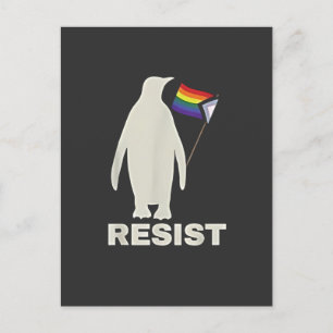 Resist Penguin Against Tariffs LGBT Anti Trump Invitation Postcard