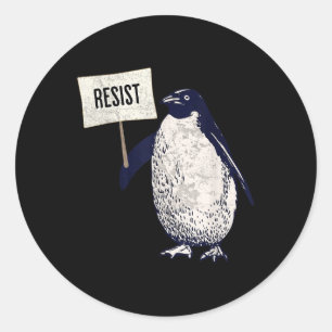 Resist Penguin Anti Tariff Protest Illustration De Classic Round Sticker