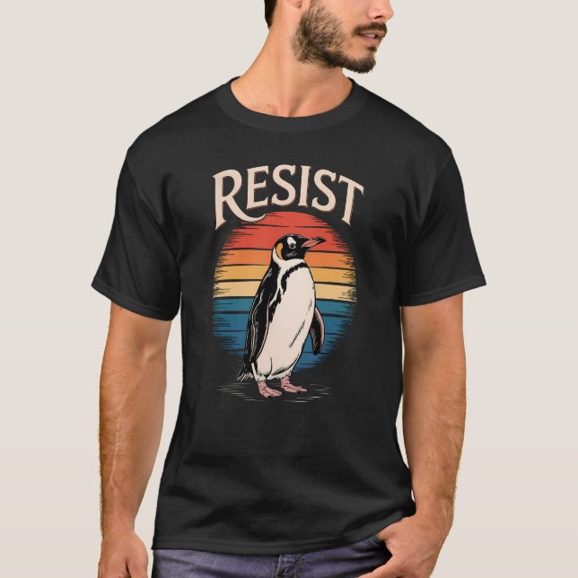 Resist Penguin For Activist Environmentalist T-Shirt (Front)