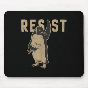 Resist Penguin _ Hand Off _ Penguins Protest Mouse Mat