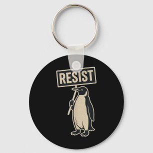 Resist Penguin Protest Against Tariffs Funny Graph Key Ring