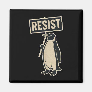 Resist Penguin Protest Against Tariffs Funny Graph Magnet