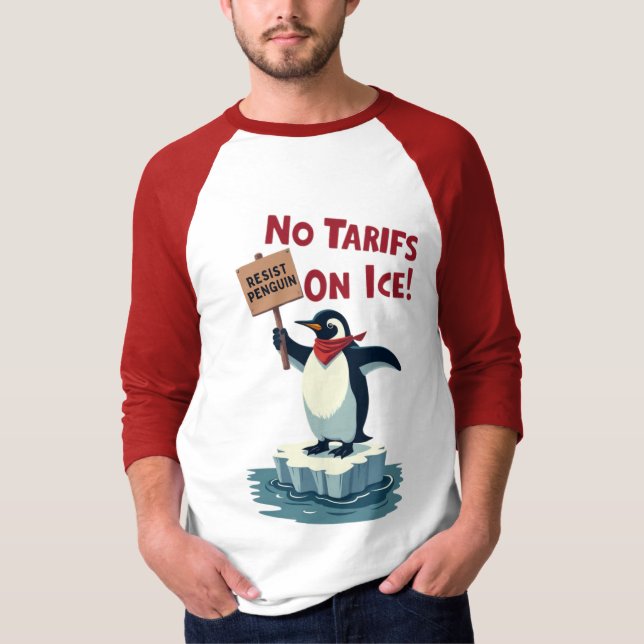 Resist Penguin Protest - No Tariffs On Ice T-Shirt (Front)