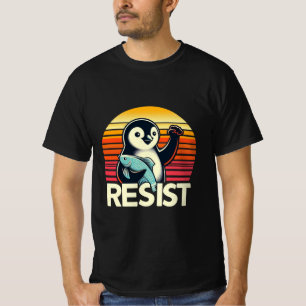 Resist Penguin Retro Sunset Protest Animal T-Shirt