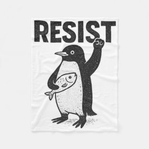 Resist Penguins Activism Funny Anti Trump Policies Fleece Blanket