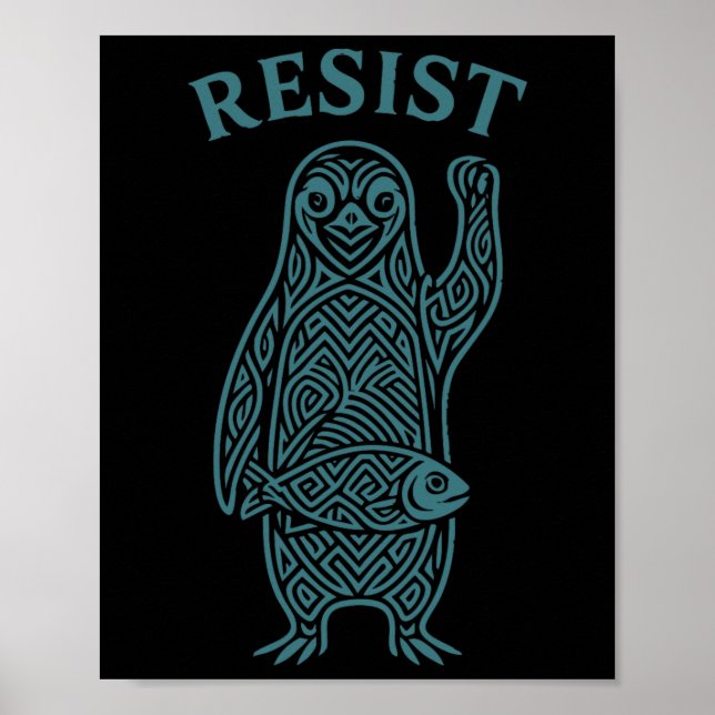 Resist Penguins Activism Graphic We Stand With Pen Poster (Front)
