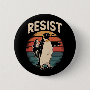Resist Penguins Activism Protest Tariffs Retro 6 Cm Round Badge