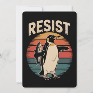 Resist Penguins Activism Protest Tariffs Retro Invitation