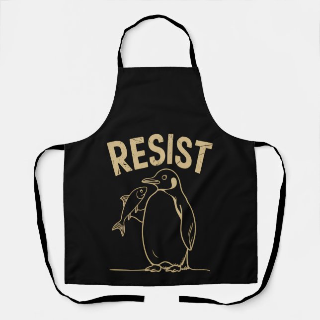 Resist Penguins Activism Protest Vintage Apron (Front)