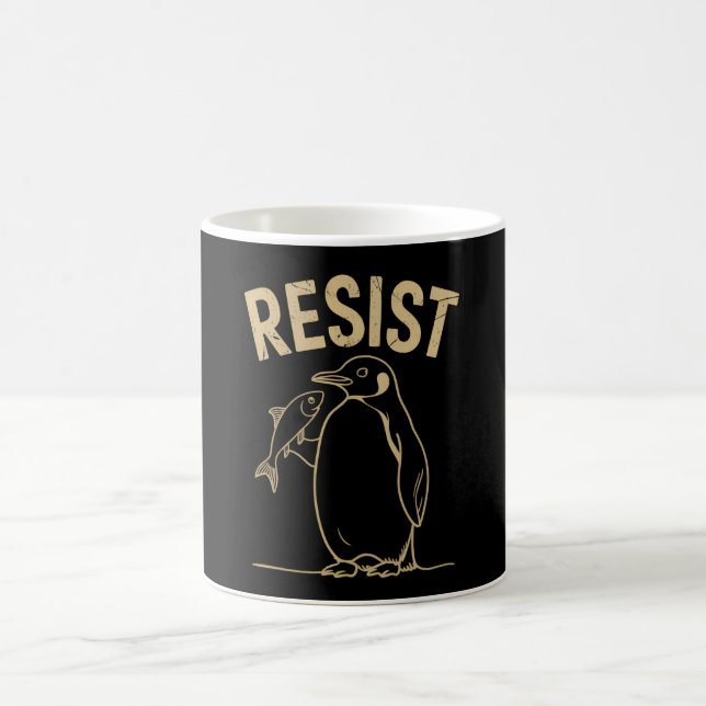 Resist Penguins Activism Protest Vintage Coffee Mug (Center)