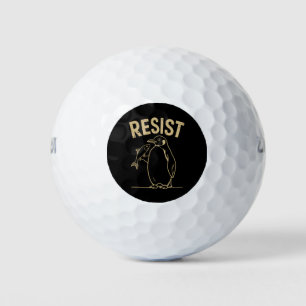 Resist Penguins Activism Protest Vintage Golf Balls