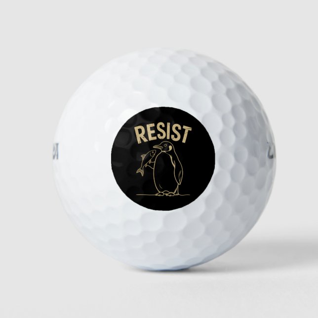 Resist Penguins Activism Protest Vintage Golf Balls (Front)